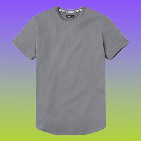 Versatile Fitted Drop Hem Crewneck T-Shirt - Image 3