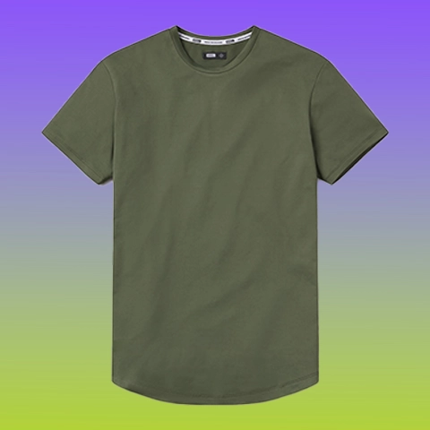 Versatile Fitted Drop Hem Crewneck T-Shirt - Image 9